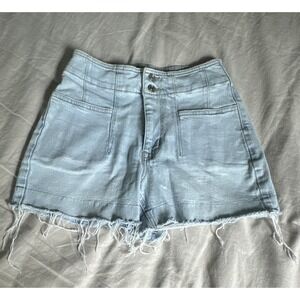 m jeans by Maurices Women's Light Wash High Rise A-Line Shortie‎ Cutoff Shorts 2